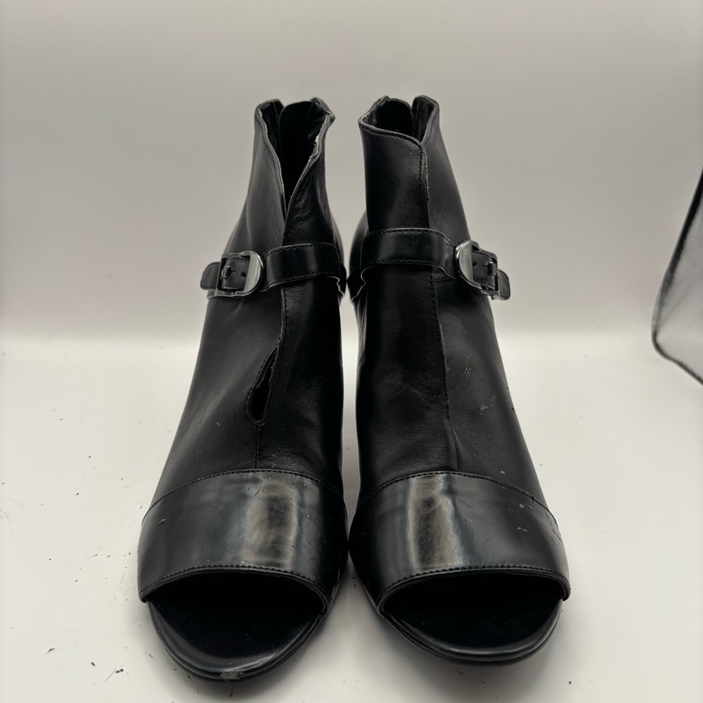 Marc Fisher Black Leather Open-Toe Heels Size 9